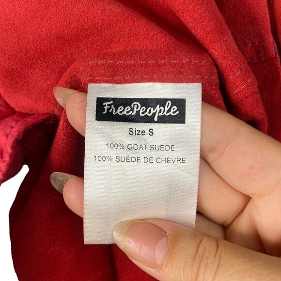 Free People Meet in The Middle Red Goat Suede Slip Dress SZ S - Picture 10 of 11